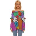 Modern art Off Shoulder Chiffon Pocket Shirt View1