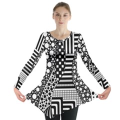Black And White Long Sleeve Tunic  by gasi