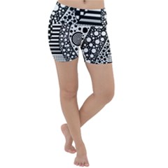 Black And White Lightweight Velour Yoga Shorts by gasi