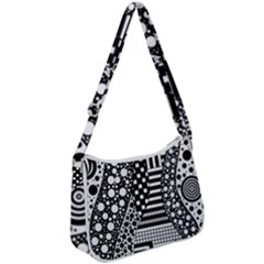 Black And White Zip Up Shoulder Bag by gasi