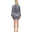 Black and white Long Sleeve Satin Robe View2
