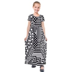 Black And White Kids  Short Sleeve Maxi Dress by gasi