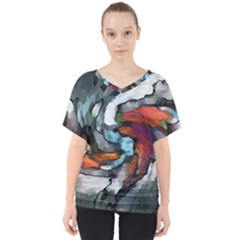 Abstract Art V-neck Dolman Drape Top by gasi