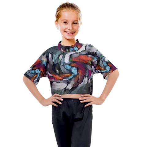 Abstract Art Kids Mock Neck Tee by gasi