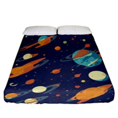 Space Galaxy Planet Universe Stars Night Fantasy Fitted Sheet (california King Size) by Uceng