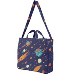 Space Galaxy Planet Universe Stars Night Fantasy Square Shoulder Tote Bag by Uceng