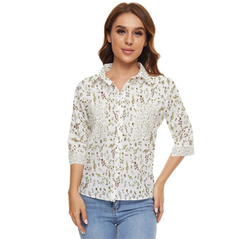 Background Ornamental Pattern Graphic Seamless Women s Quarter Sleeve Pocket Shirt by Uceng