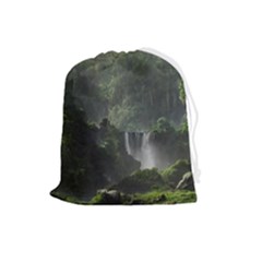 Waterfall River Fantasy Dream Planet Matte Drawstring Pouch (large) by Uceng