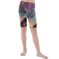 Mountain Space Galaxy Stars Universe Astronomy Kids  Mid Length Swim Shorts by Uceng