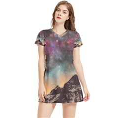 Mountain Space Galaxy Stars Universe Astronomy Women s Sports Skirt by Uceng