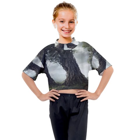 Trees Forest Woods Drawing Fantasy Dream Kids Mock Neck Tee by Uceng