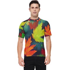 Leaves Foliage Autumn Nature Forest Fall Men s Short Sleeve Rash Guard by Uceng
