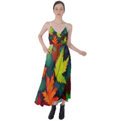 Leaves Foliage Autumn Nature Forest Fall Tie Back Maxi Dress by Uceng
