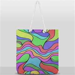 Colorful Stylish Design Full Print Rope Handle Tote (large) by gasi