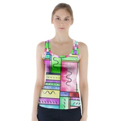 Colorful Pattern Racer Back Sports Top by gasi
