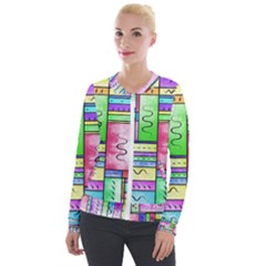 Colorful Pattern Velvet Zip Up Jacket by gasi