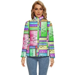 Colorful Pattern Women s Puffer Bubble Jacket Coat by gasi
