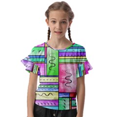 Colorful Pattern Kids  Cut Out Flutter Sleeves by gasi