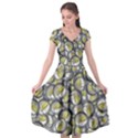 Gong Instrument Motif Pattern Cap Sleeve Wrap Front Dress View1