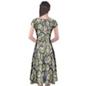 Gong Instrument Motif Pattern Cap Sleeve Wrap Front Dress View2