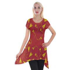 Background Pattern Texture Design Short Sleeve Side Drop Tunic by Ravend