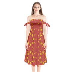 Background Pattern Texture Design Shoulder Tie Bardot Midi Dress by Ravend