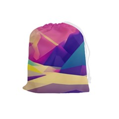Abstract Geometric Landscape Art 3d Render Drawstring Pouch (large) by Pakemis
