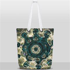 Fractal Glowing Kaleidoscope Wallpaper Art Design Full Print Rope Handle Tote (small) by Pakemis