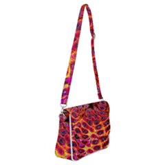 Fractal Black Texture Wallpaper Art Design Shoulder Bag With Back Zipper by Pakemis