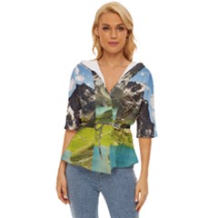 Aerial View Of Mountain And Body Of Water Lightweight Drawstring Hooded Top by danenraven