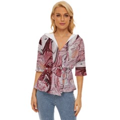 Cora; Abstraction Lightweight Drawstring Hooded Top by kaleidomarblingart