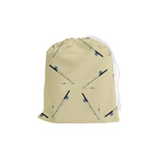 Fishing Rods Pattern Brown Drawstring Pouch (medium) by TetiBright