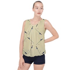 Fishing Rods Pattern Brown Bubble Hem Chiffon Tank Top by TetiBright