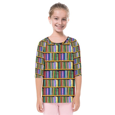 Books On A Shelf Kids  Quarter Sleeve Raglan Tee by TetiBright