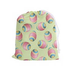 Colorful Easter Eggs Pattern Green Drawstring Pouch (xl) by TetiBright