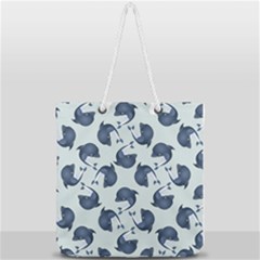 Blue Dolphins Pattern Full Print Rope Handle Tote (large) by TetiBright
