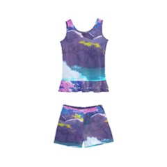 Fantasy Japan Mountains Cherry Blossoms Nature Kids  Boyleg Swimsuit by Uceng
