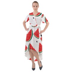 Watermelon Seamless Pattern Front Wrap High Low Dress by Jancukart