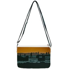 River Breakwater Sunset, Montevideo, Uruguay Double Gusset Crossbody Bag by dflcprintsclothing