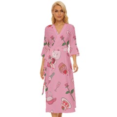 Valentine Pattern Midsummer Wrap Dress by designsbymallika