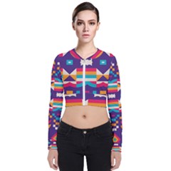 Pastel Shapes Rows On A Purple Background                                                                  Zip Up Bomber Jacket by LalyLauraFLM