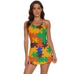 Retro Colors Puzzle Pieces                                                               2-in-1 Flare Activity Dress by LalyLauraFLM