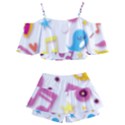 Love Cute Cartoon Seamless Shading Kids  Off Shoulder Skirt Bikini View2