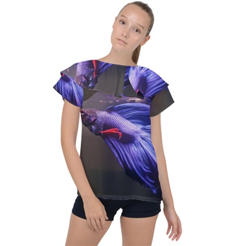 Betta Fish Photo And Wallpaper Cute Betta Fish Pictures Ruffle Collar Chiffon Blouse by StoreofSuccess