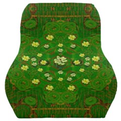 Lotus Bloom In Gold And A Green Peaceful Surrounding Environment Car Seat Back Cushion  by pepitasart
