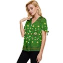 Lotus Bloom In Gold And A Green Peaceful Surrounding Environment Bow Sleeve Button Up Top View2