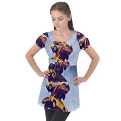Berwyn Car Kebob Puff Sleeve Tunic Top by StarvingArtisan