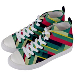 Pattern Abstract Geometric Design Women s Mid-top Canvas Sneakers by danenraven