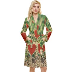 Valentine Day Heart Pattern Love Long Sleeve Velour Robe by artworkshop