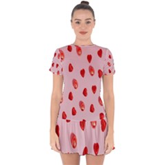 Valentine Day Heart Pattern Drop Hem Mini Chiffon Dress by artworkshop